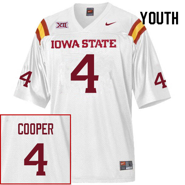 Youth #4 Iowa State Cyclones College Football Jerseys Stitched Sale-White